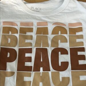 The Children’s Place Large (10-12) White T-Shirt with Peace Graphic